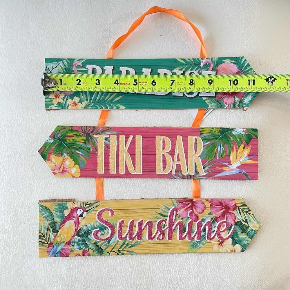 NWT Summer Fun Triple Layered Hanging Wall Plaques Green,Orange,Yellow Wood Sign - Picture 6 of 7